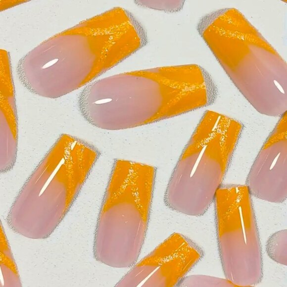 Nails Shimmer Ombre Fake Press On Glossy 24 Glitter Manicure Sexy Glam Reusable - Picture 2 of 6